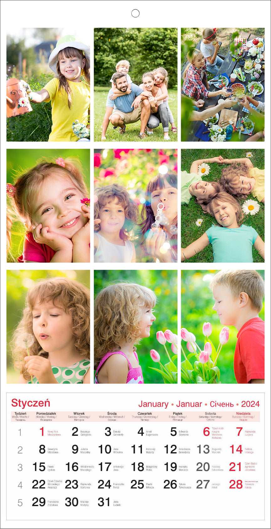 Fotokalendarz 30x60 z wydzieranym kalendarium