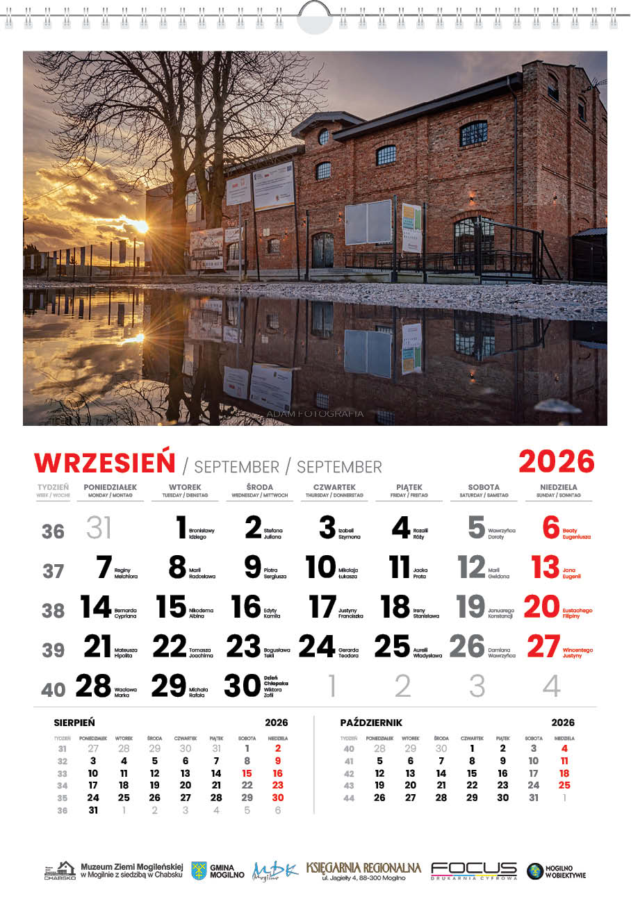 Kalendarz Mogilno w obiektywie 2026 układ poziomy