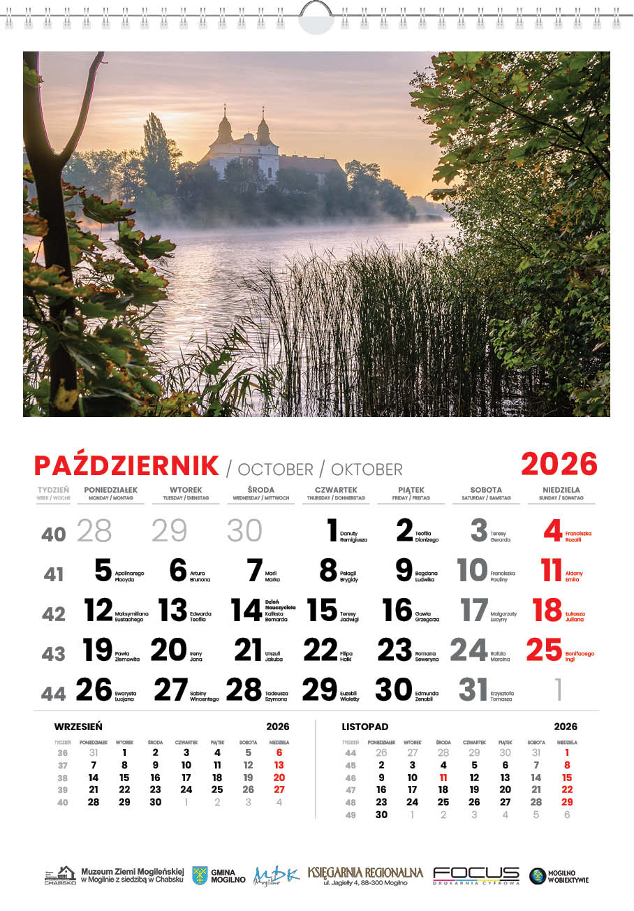 Kalendarz Mogilno w obiektywie 2026 układ poziomy