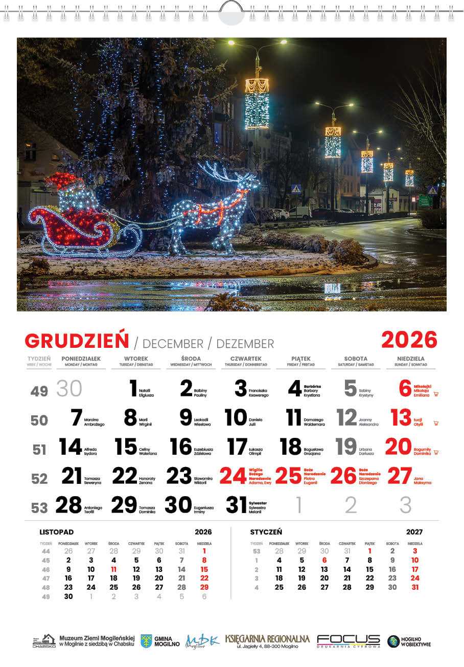 Kalendarz Mogilno w obiektywie 2026 układ poziomy