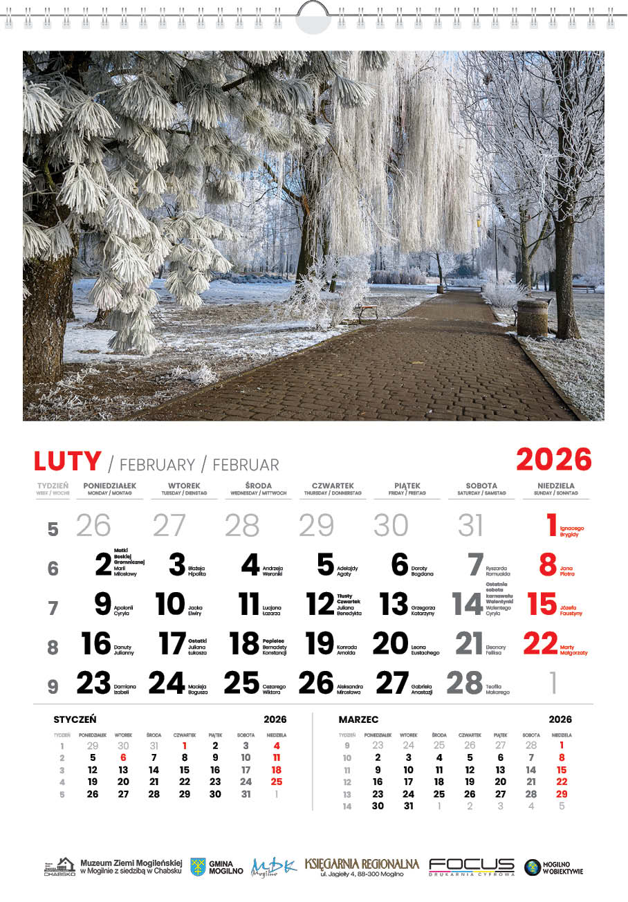 Kalendarz Mogilno w obiektywie 2026 układ poziomy