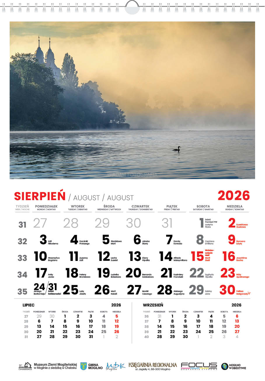 Kalendarz Mogilno w obiektywie 2026 układ poziomy