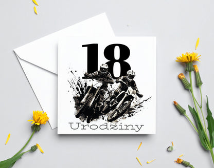 Zaproszenie na 18 urodziny 15x15 z kopertą  -  Motocykl