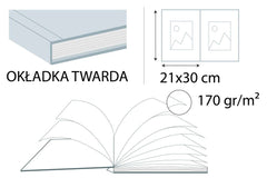 Fotoksiążka 21x30 karty 170 g. Okładka twarda 