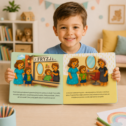 Książeczka dla dzieci personalizowana - Moja własna Bajka. Miś u fryzjera