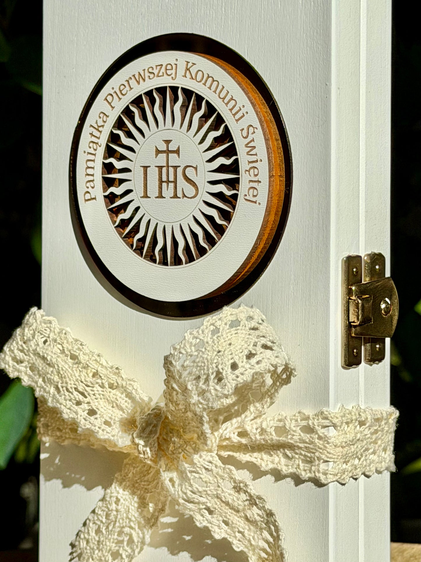 Pamiątka I Komunii Świętej - drewniane pudełko na banknoty