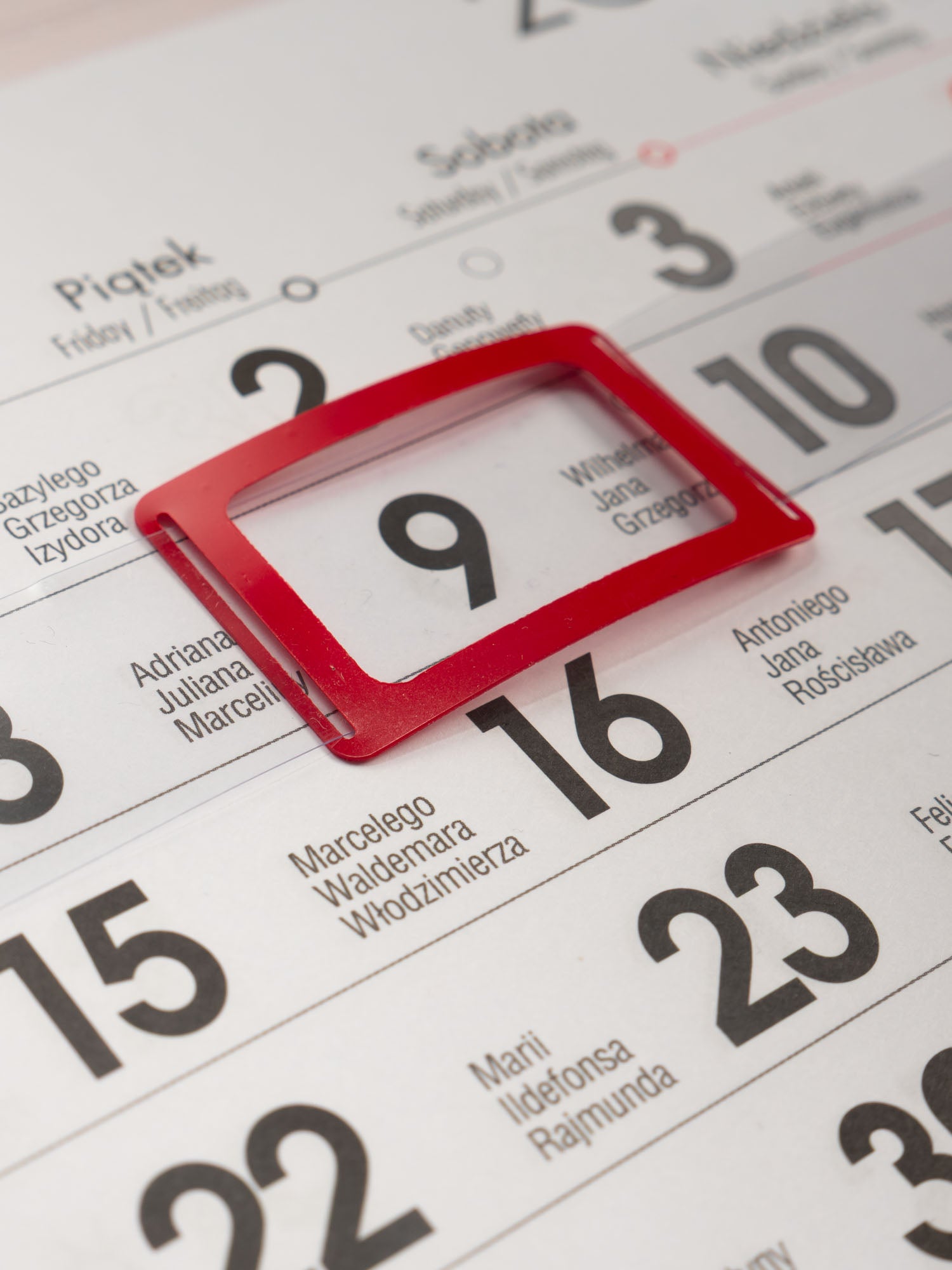 kalendarz jednodzielny z płaską główką 31X43