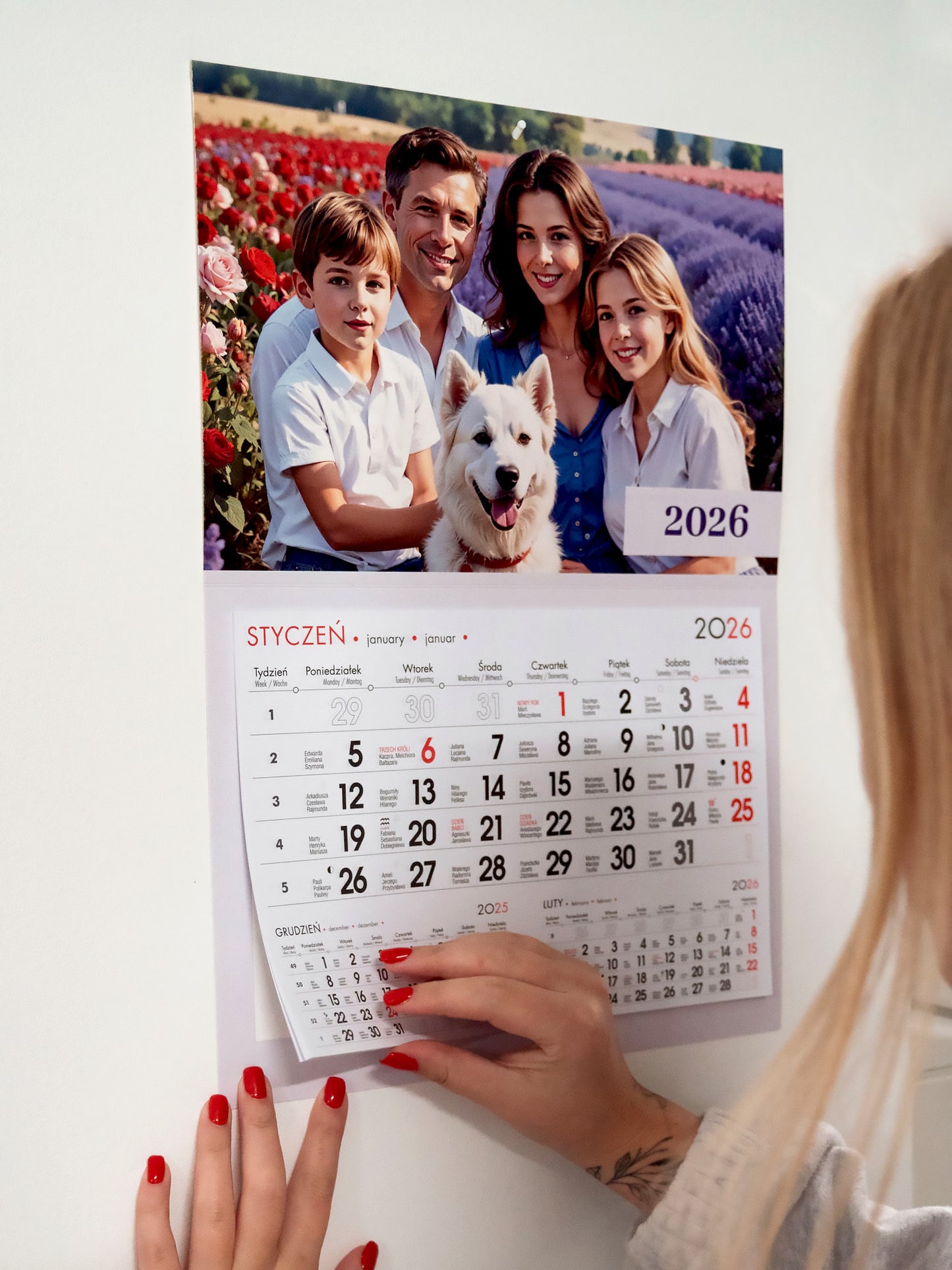 kalendarz jednodzielny z płaską główką 31X43