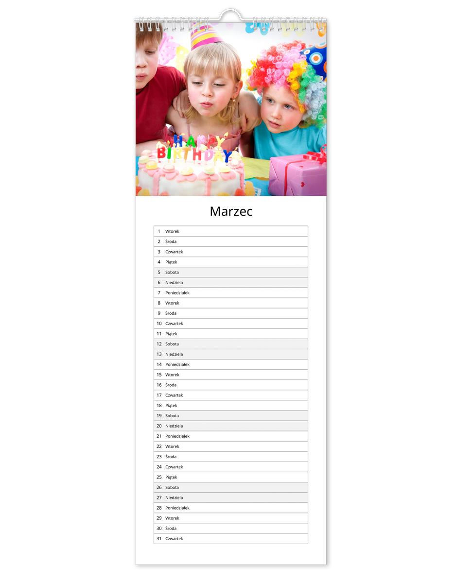 kalendarz kuchenny pionowy z własnymi zdjeciami