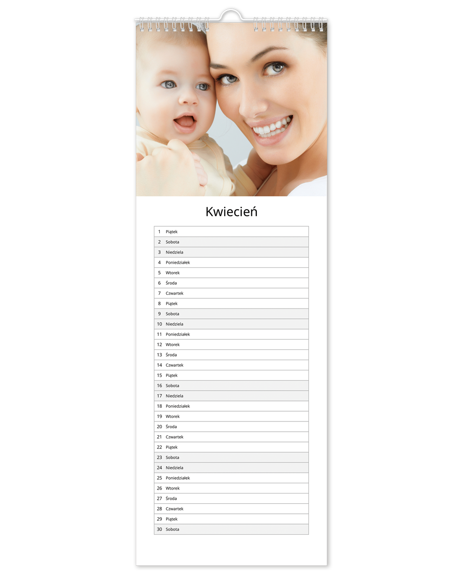 kalendarz kuchenny pionowy z własnymi zdjeciami