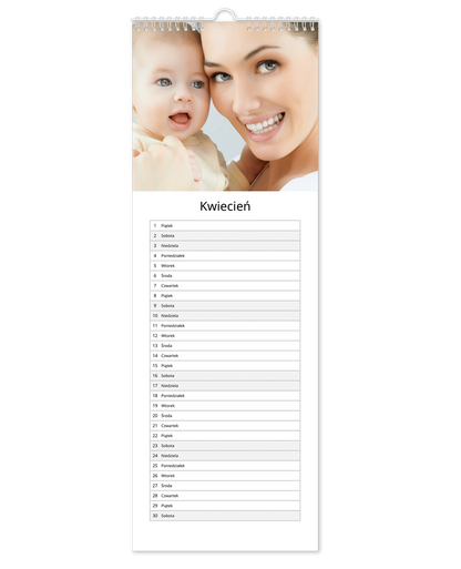 kalendarz kuchenny pionowy z własnymi zdjeciami
